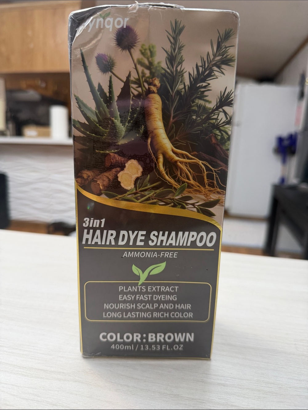 3in1 Hair Dye Shampoo - Brown (Ammonia-Free) by Ynqor